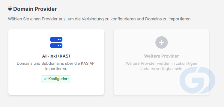 Domain-Provider Einstellungen